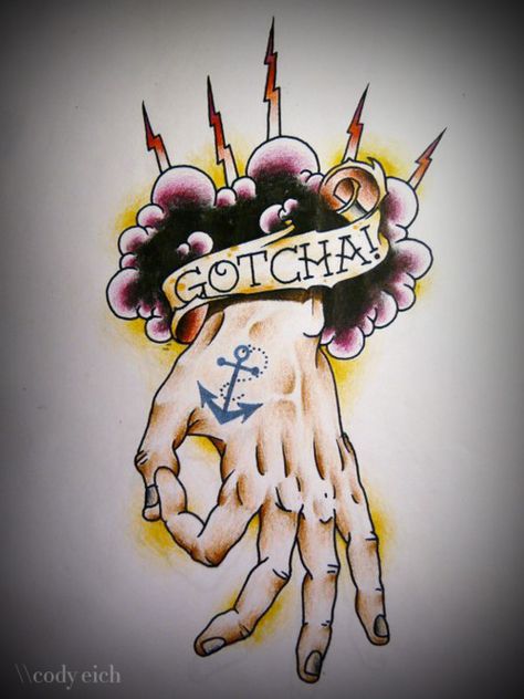 gotcha! Traditional Flash, Durango Colorado, Weird Tattoos, Elephant Tattoo, Tattoo Illustration, Tattoo Cover-up, Tattoo Flash Art, Wedding Tattoos, Flash Art