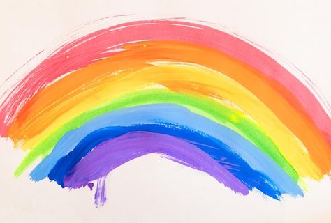 Disegno di un arcobaleno su sfondo bianc... | Premium Photo #Freepik #photo #arte-bambini #bambini-colorare #casa-bambini #bambini-pittura Bright Background, Premium Photo, Art Lessons, White Background, Rainbow, Drawings, Art