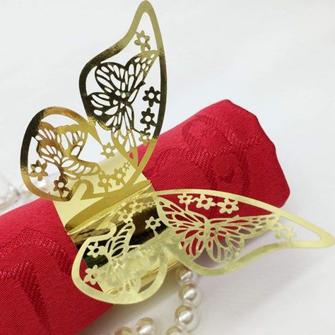 PRICES MAY VARY. Paper This item is made of premium paper, 6 colors aviliable. No matter for the high-class restaurant or general hotel, the butterfly design and exquisite texture make it looks very elegant and pleasant for napkin use in every place. It can also be use as decoration for your handcraft projects, wedding ceremony and family reunion. High quality with comfortable touch.Flat Size:21x2.5cm/8.3x0.98inch; Diameter:4.5cm/1.77inch. Elegant and exquisite butterfly design，nice embellishment for napkin. The napkin ring is a good ornament at the table, which was used to keep the napkins, simple and practical. Makes napkin natural and beautiful and gives you a nice mood. VERSATILE Napkin Rings are excellent to make napkin bows, chair sash bows, wrap bow for tablecloth sashes, tie up cur Diy Chair Sashes, Butterfly Napkin Rings, Paper Napkin Holder, Paper Napkin Rings, Gold Napkin Rings, Eid Al-adha, Ring Holder Wedding, Eid Al Adha Mubarak, Paper Butterfly