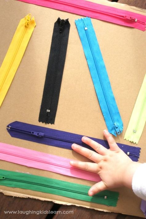 Wall Sensory Board, Ripping Sensory Activities, Finger Gym Activities Preschool, Sensory Wall Ideas Classroom, Diy Sensory Wall, Sensory Walls, Zipper Board, Diy Baby Gym, Diy Busy Board