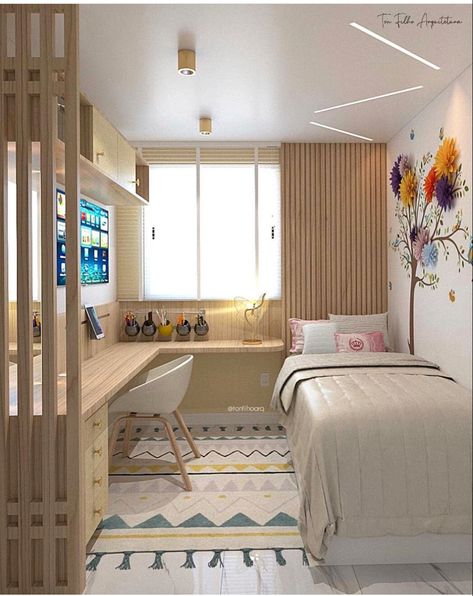 Cozy Modern Interior, Tiny Bedroom Design, Small Bedroom Inspiration, Small Bedroom Interior, Cama Individual, Small Room Design Bedroom, Kids Room Interior Design, Condo Interior, Room Redesign