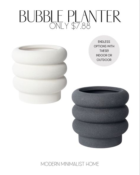 Obsessed with this black bubble planter and white bubble planters! They are crazy cheap at $7.99 each! Endless design options with these indoor planters or outdoor planters. Faux tree planter, planters, planter pots, outdoor planters, indoor planters, black planter, Walmart planter, porch planters, large planter, white planter Follow my shop @modern.minimalist.home on the @shop.LTK app to shop this post and get my exclusive app-only content! #liketkit #LTKSeasonal #LTKhome #LTKFind @shop.ltk Bubble Planter, Planters Indoor, Houseplant Care, Tree Planters, Styling Shelves, Black Planters, Porch Planters, Modern Minimalist Home, Studio Apt