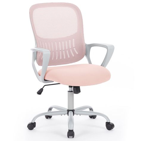 Buy Yangming Desk Chair with Ergonomic Lumbar Support for Home, Office, Bedroom, 250lbs, Pink at Walmart.com Office Chair Ergonomic, Pink Desk Chair, Toddler Decor, Swivel Desk, Waiting Room Chairs, Swivel Chair Desk, Office Chair Design, Mom Photos, College Room