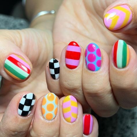 Europe Nails Travel, Short Squoval, Nail Care Diy, Nail Design Glitter, Funky Nail Art, Hippie Nails, Happy Nails, Nails 2023, Easter Nails