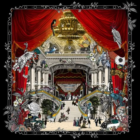 The Palais Garnier Callas Opera Journey - Art Print | Kristjana S Williams Studio Outline Artists, Icelandic Artists, Unusual Pictures, The Other Art Fair, Contemporary Illustration, Paris Design, London Print, Grand Art, World Cultures