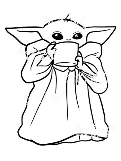 Baby Yoda Cricut, Stormtrooper Party, Shhh Tattoo, Baby Toda, Mandalorian Party, Yoda Drawing, Impulse Buying, Yoda Png, Baby Coloring Pages