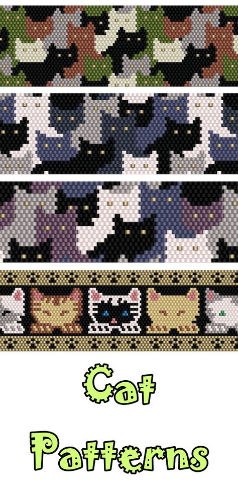 Plenty of Cat beading patterns here. #cats #catfans #catjewelry #catpatterns #seedbead #beading #beadedjewelry Port Alberni, Beaded Banners, Cat Bead, Beadwork Designs, Beadwork Patterns, Bead Loom Patterns, Beaded Bracelet Patterns, Beaded Animals, Beaded Jewelry Patterns