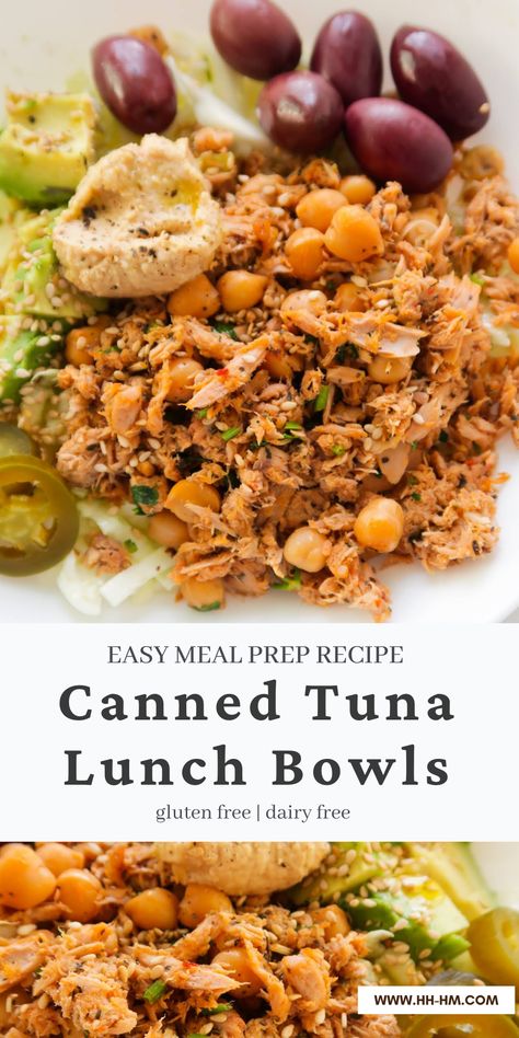 Tuna And Lentils Recipe, Tuna Bowl Meal Prep, Lunch Meal Prep Tuna, Canned Tuna Bowl Recipe, Canned Tuna Meal Prep, Tuna Bowl Healthy, Tuna Protein Bowl, Canned Tuna Lunch Ideas, Tuna Buddha Bowl