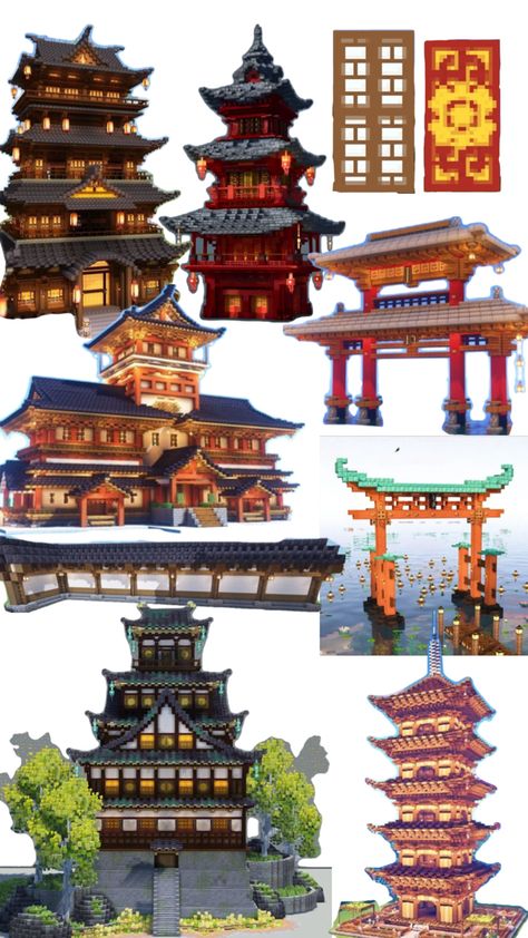 Japanese Minecraft build inspiration Japanese Minecraft Builds, Minecraft House Decor, Minecraft Japanese House, Minecraft Japanese, Cool Things To Build, Japanese Town, Bangunan Minecraft, Minecraft House Plans, Minecraft Cottage