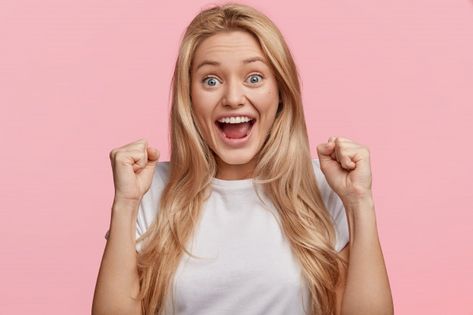 Excited Person, Women Advertising, Woman Celebrating, Smile Woman, Excited Girl, Excited Face, Joyful Expression, Women Celebrating, People Celebrating