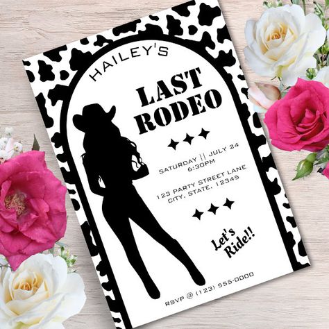 Cow Print Cowgirl Wedding Bachelorette Party Invitation Animal Print Wedding, Western Bride, Cowgirl Bachelorette Party, White Bachelorette, Western Bachelorette, Cowgirl Bachelorette Parties, Last Rodeo, Moo Cow, Cowgirl Wedding