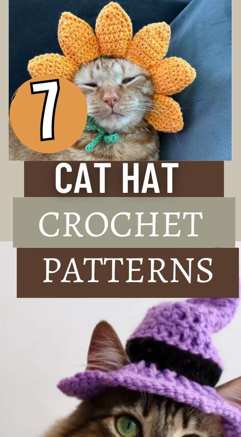 10 Hysterical Cat Hat Crochet Patterns Beanie For Cats Crochet Pattern Free, Crochet Cat Hats Free Patterns, Crochet Items For Cat, Crocheted Hat For Cat, Crochet Cat Witch Hat Pattern, Knitting Adding New Yarn, Free Crochet Cat Hat Patterns, How To Crochet A Hat For A Cat, Crochet Cowboy Cat Hat Free Pattern