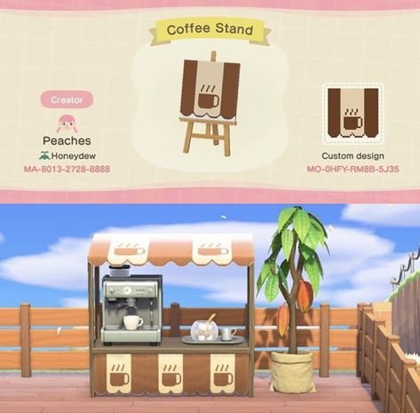 Animal Crossing Coffee, Animal Crossing Cafe, Coffee Stand, Animal Crossing 3ds, Ac New Leaf, Animal Crossing Guide, Acnh Design, Animal Crossing Qr Codes Clothes, Animal Crossing Wild World