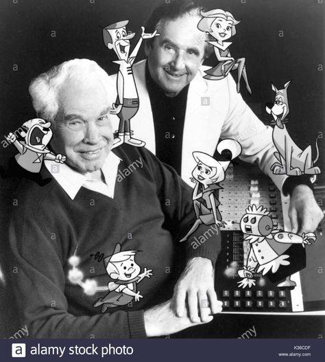 JETSONS WILLIAM HANNA, JOSEPH BARBERA WILLIAM HANNA, JOSEPH BARBERA Animators with one of their creations, the Jetsons Stock Photo Hanna Barbera Characters, Hannah Barbera, Tom Und Jerry, Cartoons Characters, William Hanna, Josie And The Pussycats, Today Cartoon, Hanna Barbera Cartoons, Vintage Cartoons