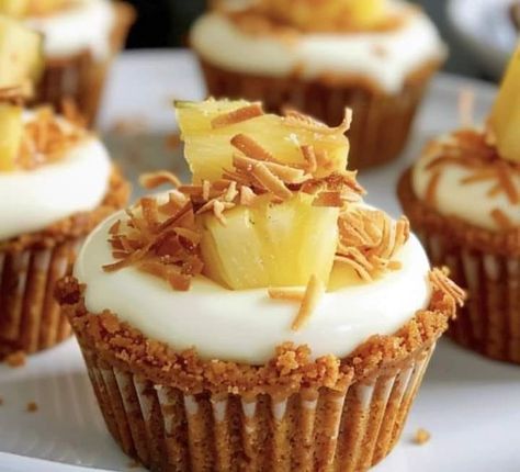 Antonia Lofaso | Mini Pineapple Condensed Coconut Milk Cheesecakes 🍍🥥 | Facebook Condensed Coconut Milk, Graham Cracker Crumbs, Graham Cracker, Granulated Sugar, Graham Crackers, 2 Cups, Coconut Milk, Crackers, Cheesecake