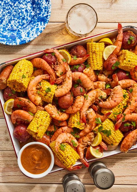 The Best Shrimp Boil, According To Southerners Southern Living Shrimp Boil, Beachy Food, Shrimp Boil Seasoning, Peel And Eat Shrimp, Spicy Butter, Cajun Boil, Seafood Boils, Fish Boil, Boiled Dinner