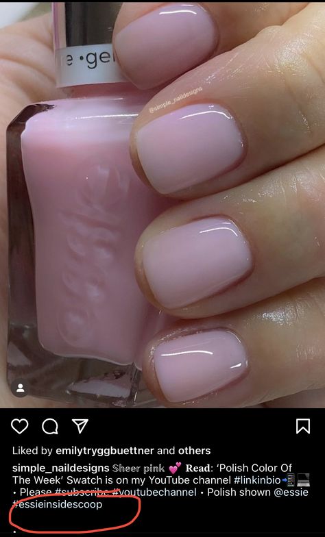 Regular Polish Nails Manicures, Glossy Nail Polish, Pale Skin Nail Polish, Essie Slip Dress, Clear Polish Nails, Opi Pale Pink, Essie Inside Scoop, Natural Nails Polish, Pink Essie Nail Polish