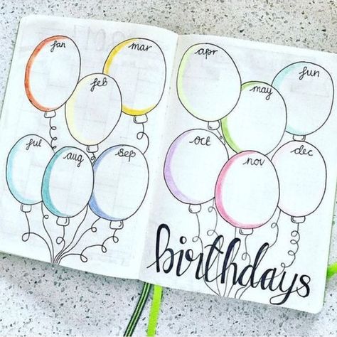 This would be so much nicer than having to remember from FB Birthday Tracker Ideas, Bullet Journal Birthday Page, Bullet Journal Birthday Tracker, Birthday Bullet Journal, Minimalist Bullet Journal, How To Bullet Journal, April Bullet Journal, May Bullet Journal, Bullet Journal Headers