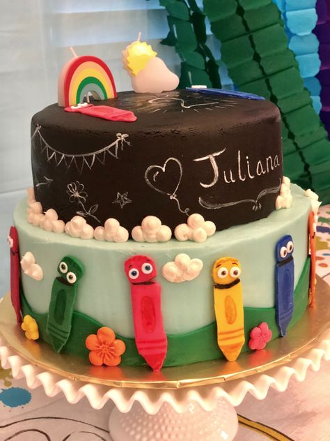 Color Crew  Chalkboard Birthday Cake  #ColorCrew #BabyFirstCake #ColorCrewBirthdayCake  #ChalkboardCake #ChalkboardDoodles #FondantChalkboard #PaintedCakeDoodles Baby First Cake, Chalkboard Cake, Chalkboard Doodles, Baby Boy 1st Birthday Party, Birthday Chalkboard, Baby Boy 1st Birthday, Painted Cakes, Colorful Cakes, Birthday Party Cake