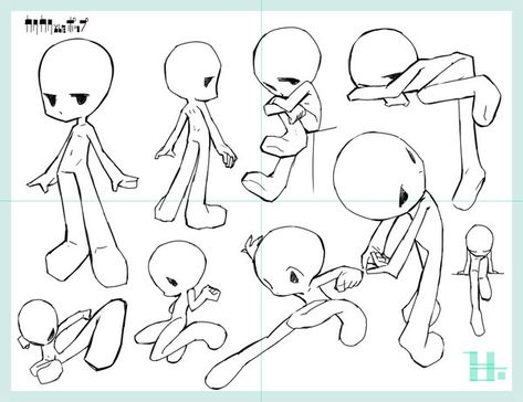 Chibi Boots Reference, Body Base Drawing Pose Reference Chibi, Chibi Charm Poses, Chibi Base Pose Reference Standing, Cartoon Artstyle Reference, Silly Art Style Anatomy, Cartoon Head Reference, Chibi Body Tutorial, Sonic Base Pose