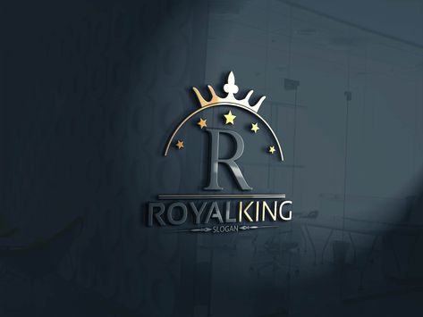 Royal King Logo by Josuf Media on @creativemarket Rupesh Name Logo, Kings Logo Design, Logo Designs Ideas, Royal King Logo, Royal Logo Design, Background For Logo, King Logo Design, Logo Background Design, Logo King