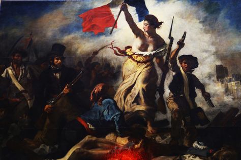 July 28: Liberty Leading the People by Eugene Delacroix. 1831. At the Louvre. 24dec14. Liberty Leading The People, Eugène Delacroix, Louvre Paris, Louvre Museum, French Revolution, Impressionist Art, Bastille, Art Movement, Art History