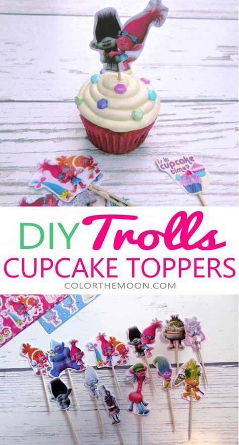 These DIY Trolls cupcake toppers are SO EASY to make! What a great idea for a Trolls birthday party! Trolls Cupcake Ideas, Bake Decorating, Trolls Party Ideas, Trolls Cupcakes, Trolls Cupcake Toppers, Diy Trolls Birthday Party, Birthday Cake Diy, Troll Cupcakes, Ideas For Birthday Cake