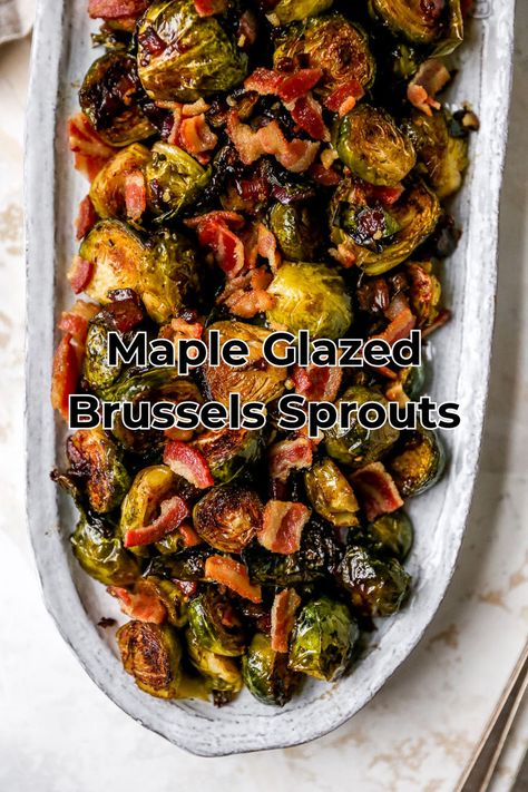 These Maple-Glazed Brussels Sprouts with Bacon are the ultimate side dish—crispy, flavorful, and perfect for the holidays! Maple Brussel Sprouts, Maple Bacon Brussel Sprouts, Crispy Brussel Sprouts, Bacon Dishes, Brussels Sprouts With Bacon, Thanksgiving Side Dish, Bacon Brussel Sprouts, Sprouts With Bacon, Sprout Recipes