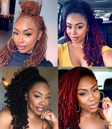 Ombre Sisterlocks Black Women, Hair Color For Sisterlocks, Ginger Hair Black Women Locs, Ombre Locs Black Women, Red Locs Black Women, Copper Locs Black Women, Ginger Locs Black Women, Loc Color Ideas Black Women, Coloured Locs