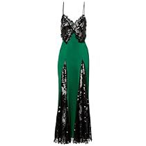 Sleeveless Gown, Embellished Gown, Black Sequin Dress, Dress Images, Satin Gown, Women Wedding Guest Dresses, Lace Ruffle, Green Silk, Scalloped Hem