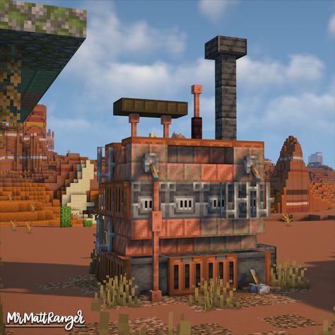 A Minecraft Fallout Settlement Base with a full Interior! You can download this build on my Patreon, just follow the link! Minecraft Mine Cart Station, Fire Minecraft Build, Fallout Minecraft Builds, Minecraft Dystopian Builds, Minecraft Crane Design, Minecraft Furnace Design, Minecraft Bedrock Farms, Minecraft Industrial Build, Minecraft Lava Farm