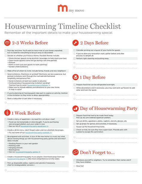 perfect timing! Who knew there was a house-warming party checklist :D Food Suggestions, Party Timeline, House Warming Party, House Gift Box, Susan Miller, Housewarming Gift Baskets, Party Checklist, Moving Tips, Housewarming Party