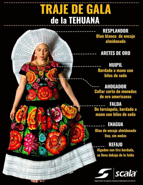 Ya empezaron las fiestas patrias y Oaxaca Ixtlaltepec, es una de las residencias en las que #Scala tiene presencia, hoy te explicamos los elementos que integran su vestimenta típica.  #trajedetehuana #Tehuana #Vestimenta Freida Kahlo Costume, Folklorico Dresses, Freida Kahlo, Latin Fashion, Traditional Mexican Dress, Ballet Folklorico, Hispanic Culture, Mexican Dress, Mexican Women