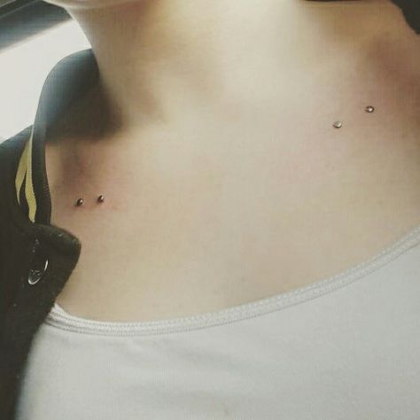 my collar bone piercings Collarbone Dermal, Collar Bone Piercing, Dream Piercings, Collar Bone, Piercing Tattoo, Tattoos And Piercings, Piercings, Collar, Tattoos