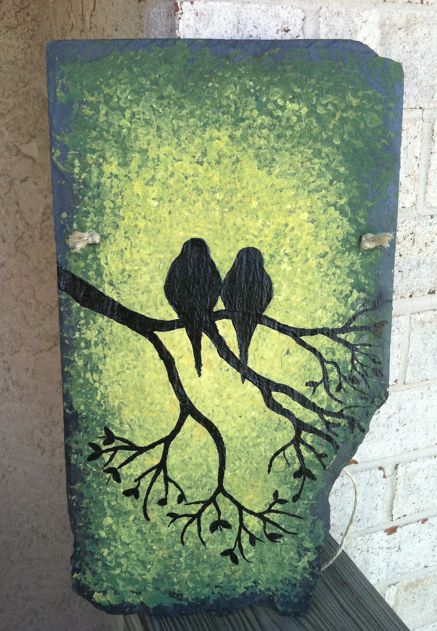 The background is 7 different colors painted with sea sponge on old slate... Sponge Art Painting Ideas, Art On Slate Ideas, Slate Art Ideas, Painting On Slate Ideas Free Images, Sponge Art Painting, Painted Slates Ideas, Sponge Painting Ideas, Slate Painting Ideas, Painting On Slate Ideas