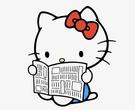 Hello Kitty Reading, Paper Hello Kitty, Hello Kitty Stickers, Hello Kitty School, Reading A Newspaper, Hello Kitty Imagenes, Writing Icon, Reading Newspaper, Hello Kitty Tattoos