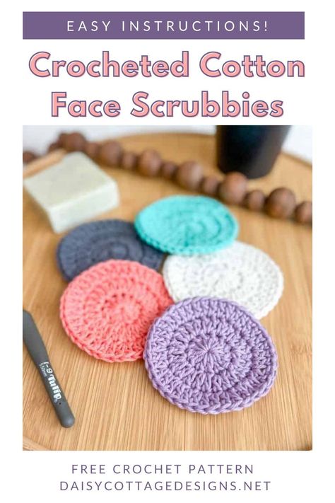 Crochet Round Dish Scrubby, Face Wash Cloth Crochet, Crochet Face Scrubbies Video Tutorial, Reusable Crochet Face Scrubbies, Crocheted Makeup Remover Pads, Face Scrub Crochet Pattern, Round Crochet Face Scrubbies, Easy Face Scrubbies Crochet, Crochet Round Face Scrubbie