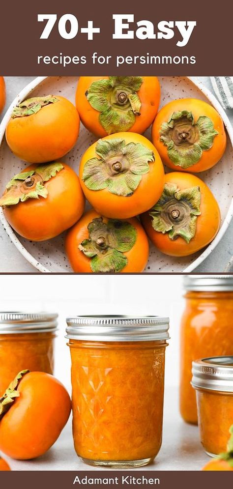 Embrace the autumn season with over 70 easy recipes for persimmons, an addition to your Real Food Recipes & Healthy Recipes collection. Find ways to use persimmons in every meal, from quick persimmon salads to indulgent desserts. Whether you're a fan of Fuyu or Hachiya persimmons, these recipes are designed to be straightforward and satisfying. Dive into a selection of healthy fall recipes, easy desserts, and fall seasonal foods at adamantkitchen.com. Fall Recipes Easy, Seasonal Recipes Fall, Healthy Fall Recipes, Easy Thanksgiving Dessert Recipes, Persimmon Recipes, Thanksgiving Desserts Table, Persimmon Fruit, Food Recipes Healthy, Canning Food