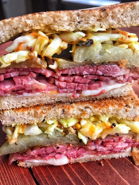 Cabbage Sandwich, Layer Potatoes, The Tipsy Housewife, Tipsy Housewife, Corned Beef Sandwich, Hot Sandwiches, Slow Cooker Corned Beef, Cooking Corned Beef, Specialty Sandwiches