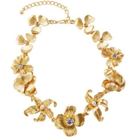 Kenneth Jay Lane Golden Flower Statement Necklace with Pearly Beads ($126) ❤ liked on Polyvore featuring jewelry, necklaces, satin gold, bib statement necklace, flower statement necklace, beaded jewelry, kenneth jay lane necklace and beaded flower necklace Necklaces Flower, Gold Flower Necklace, Flower Collar, Multi Strand Beaded Necklace, Elephant Pendant Necklace, Flower Statement Necklace, Hook Necklace, Jewelry Flower, Necklace Flower