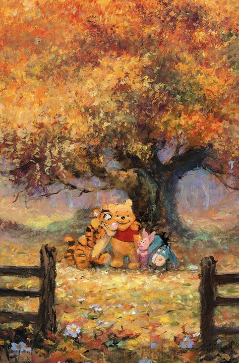 James Coleman, Autumn Portrait, Friends Pose, Pooh And Tigger, Easy Acrylic Painting, Winnie The Pooh, Acrylic Painting, Limited Edition, Disney