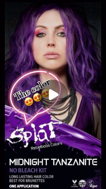 Cass on Instagram: "Splat Hair 💜

@splathairdye #hairdye #splathairdye #midnighttanzanitehaircolor #midnighttanzanite #follow #ugc #ugccreator #ugccommunity" Splat Hair Dye, Cool Hair Color, Hair Dye, Dyed Hair, Hair Color, Dye, Purple, Hair, On Instagram