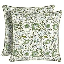 Pattern Couch, Green Block Print, Pillows For Living Room, Block Print Pattern, Living Room Christmas, Green Pillow Covers, Cushion Cover Designs, Decorative Pillows Couch, Garden Pillows