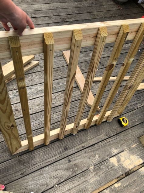 Instead of spening a fortune on a baby gate, create your own baby or pet gate with this simple tutorial. #diy #babygate #petgate #hometalk Outdoor Pet Gate For Deck, Outdoor Deck Gate, Building A Gate For A Deck, Diy Inside Dog Gate Ideas, Gate For Porch Diy, Porch Gates Ideas, Diy Gate For Stairs, Gate For Deck Stairs, Deck Gate Diy