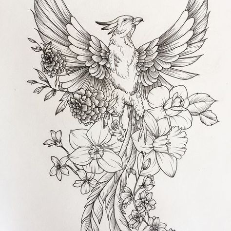 Phoenix Sketch, Kunst Tattoos, Phoenix Tattoo Design, Tattoo Zeichnungen, Initial Tattoo, Phoenix Tattoo, Amazing Artwork, Feather Tattoos, Hip Tattoo