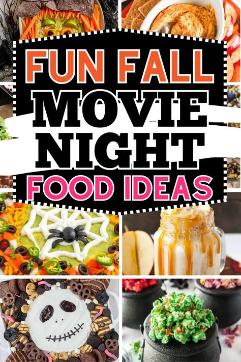 Fun Fall movie night snacks and food ideas! Have a cozy fall movie night at home with this list of easy movie night treat recipes and essentials. Forget plain popcorn - try some new fall movie night food! Fall movie night meals, fall family movie night ideas, outdoor projector backyard fall backyard movie night, fall aesthetic movie night, fall movie night dinner, fall themed movie night, healthy fall snacks movie night party, autumn charcuterie board ideas, kids movie night snacks, hocus pocus. Fall Aesthetic Movie, Movie Night Meals, Charcuterie Board Ideas Kids, Kid Movie Night Snacks, Movie Night Ideas Outdoor, Family Movie Night Food, Night Fall Aesthetic, Autumn Charcuterie Board, Fun Dinners For Kids