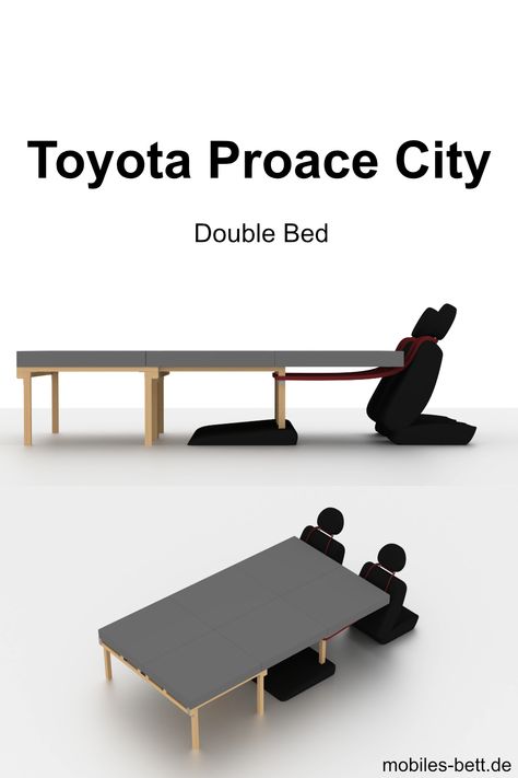 Step-by-step instructions for your toyota proace city car bed to build yourself. On mobiles-bett.de you will find detailed instructions for building a camper bed for your van. The instructions describe all the dimensions and materials that you can cut and obtain in your hardware store. Then you put them together like a kit. #Camper #Car #Bed #Minivan #Minicamper #Camping #diy #build it yourself # step-by-step #instructions #toyota proace city Berlingo Camper, Vw Caddy Maxi, Sleeping In Your Car, Kangoo Camper, Suv Camper, Van Bed, Camper Beds, Auto Camping, Suv Camping