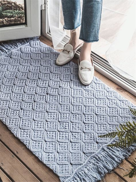 Macrame Carpet, Macrame Rug, Simpul Makrame, Tutorial Macramé, Makramee Diy, Crochet Carpet, Dekor Diy, Macrame Wall Hanging Patterns, Geometric Carpet