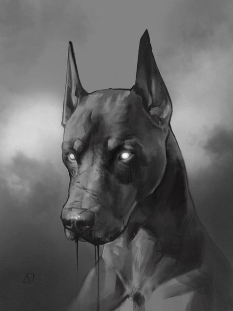 Scary Dog Drawing Reference, Black White Art Painting, Bad Dog Illustration, Dog Growling Tattoo, Scary Dog Art, Dog Growling Drawing, Dog Biting Drawing, Demon Dog Drawing, Creepy Dog Drawing