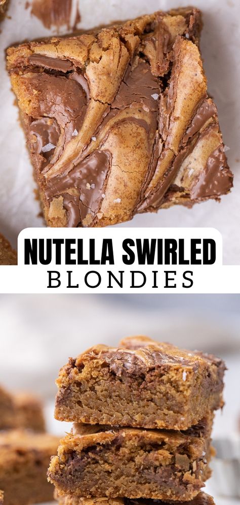 Hazelnut Spread Recipes, Best Cookie Bars, Blonde Recipe, Nutella Blondies, Brown Butter Blondies, Yummy Brownies, Nutella Bar, Hazelnut Recipes, Lifestyle Of A Foodie